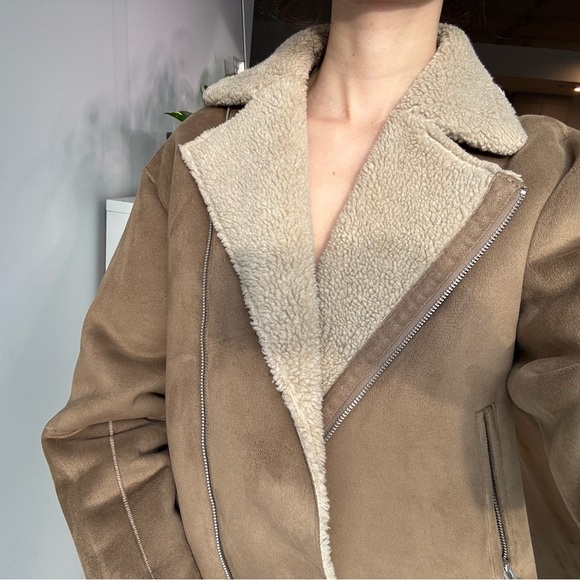 Zara Tan Shearling Women's Jacket - Picture 2 of 3